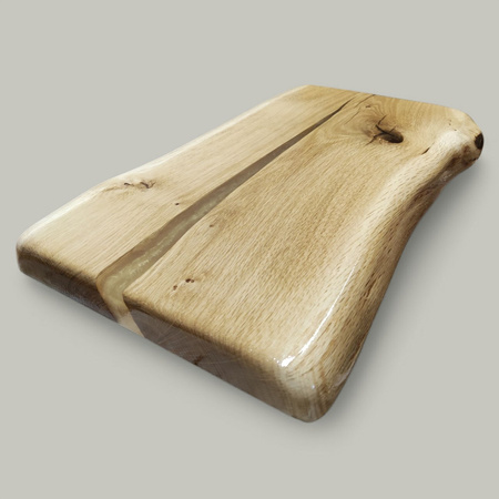 Taboret dębowy z żywicą – ręcznie robiony z litego drewna