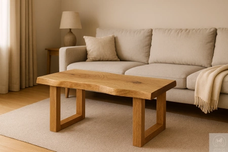 STOLIK kawowy dębowy Monolit – blat z jednego kawałka litego dębu 90×40 cm