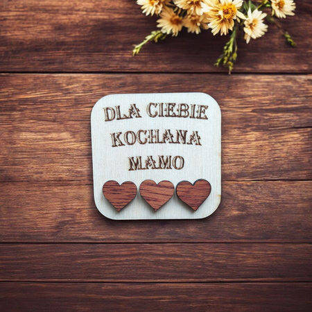 KOLCZYKI serca drewniane – mahoń, lekkie i naturalne