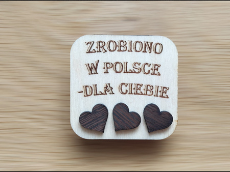 KOLCZYKI serca drewniane – sztyfty stal chirurgiczna