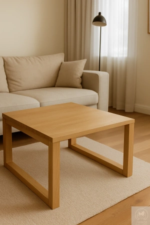 STOLIK kawowy dębowy kwadratowy – lity dąb, blat czysty lub dziki 70×70 cm