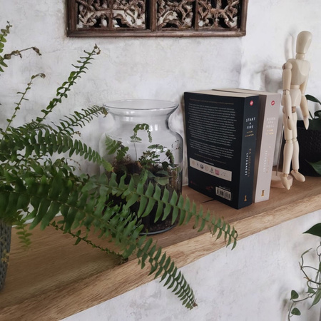 Półka dębowa na ścianę 100 cm – naturalna krawędź, lite drewno