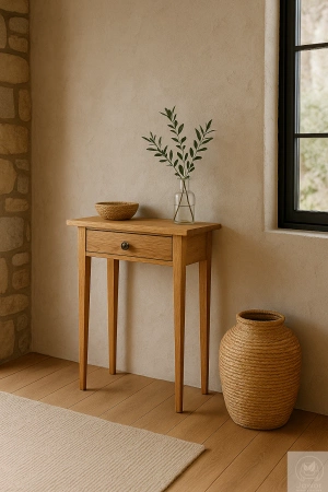 KONSOLA dębowa z szufladą 50 cm – mała, wąska