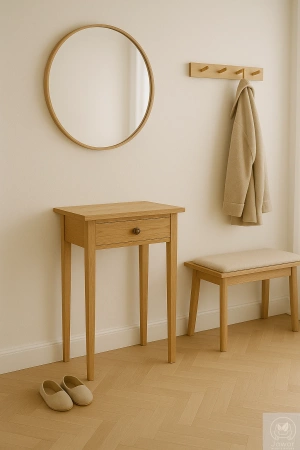 KONSOLA dębowa z szufladą 50 cm – mała, wąska