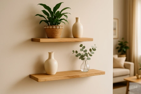 PÓŁKA dębowa na ścianę – prosta i klasyczna, lity dąb, 50–120 cm