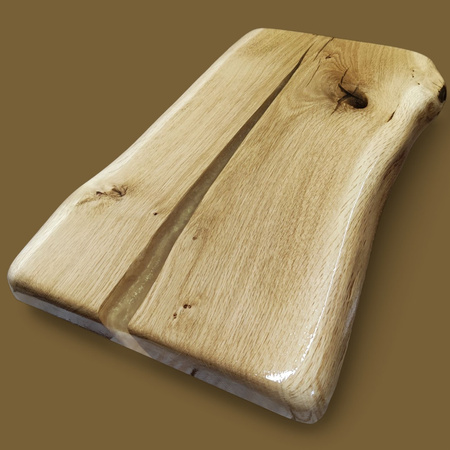 Taboret dębowy z żywicą – ręcznie robiony z litego drewna