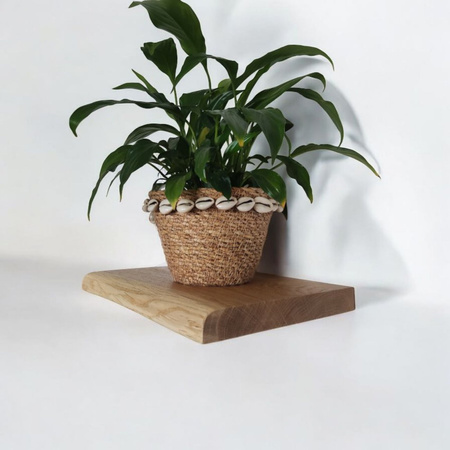 Półka na kwiaty z litego dębu 30 cm – naturalna krawędź