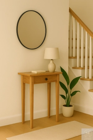 KONSOLA dębowa z szufladą 50 cm – mała, wąska